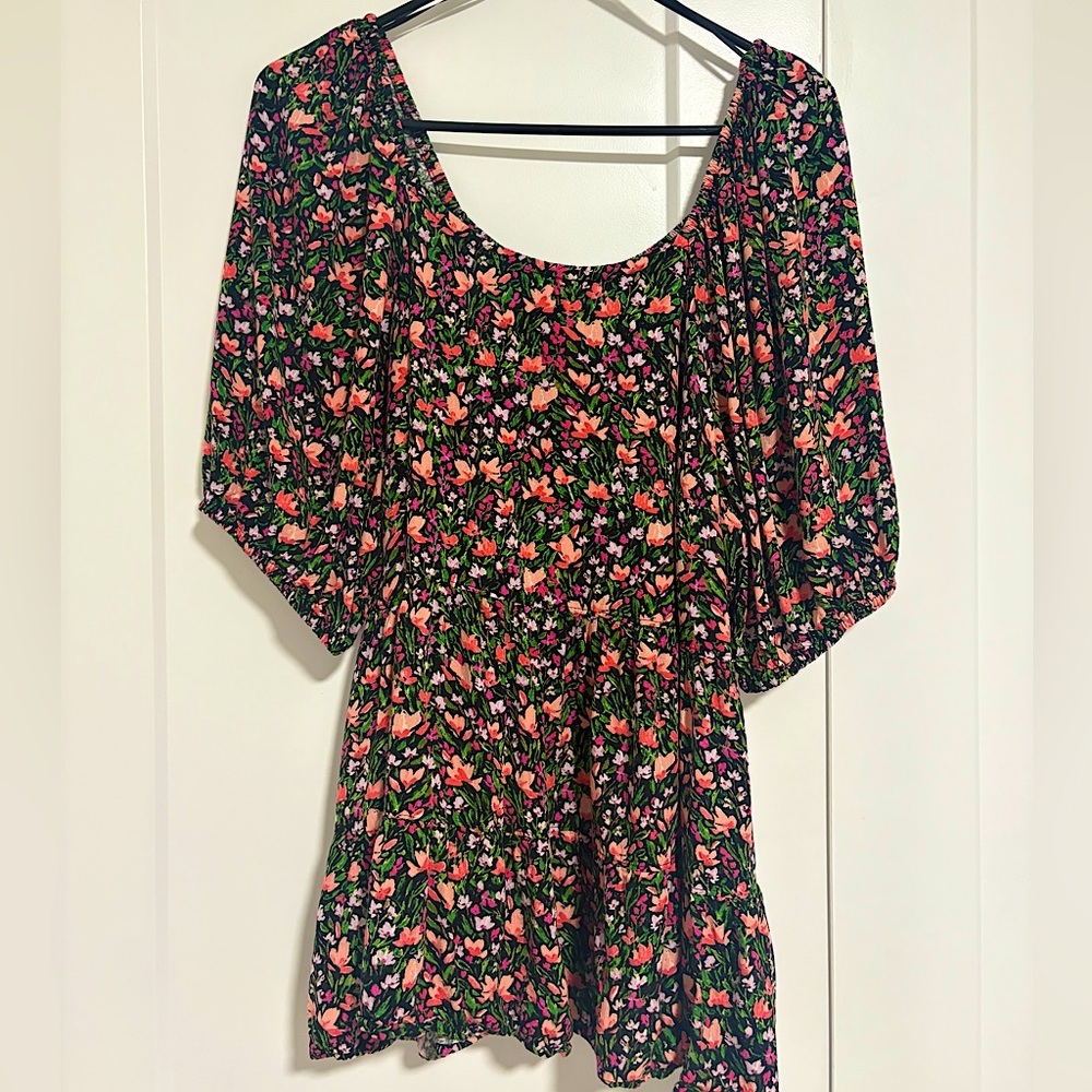 Como Blu Floral‎ Off the Shoulder Summer Top Half Sleeve Shirt Plus Size 2X